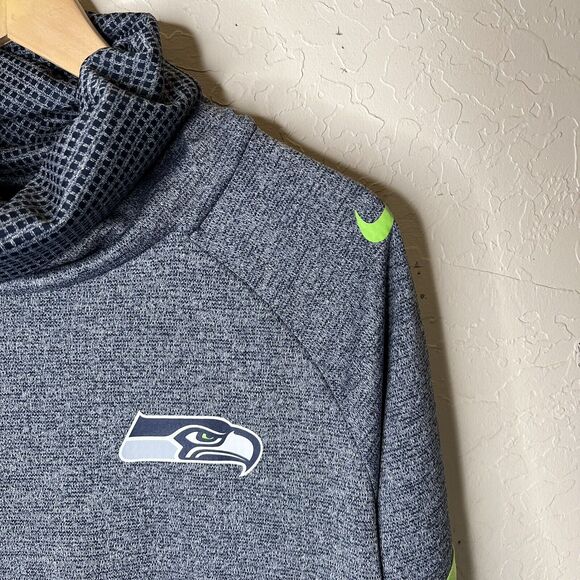 NIKE SEATTLE SEAHAWKS NFL WOMENS FUNNEL RAGLAN PERFORMANCE PULLOVER HOODIE Sz L - Picture 3 of 12
